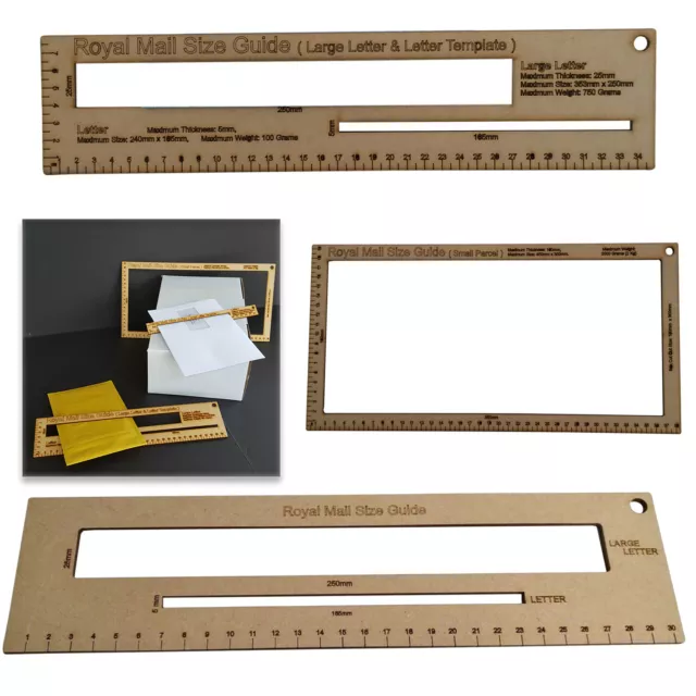 Royal Mail PPI Letter Size Guide Post Office Postal Price Costs Ruler Sets