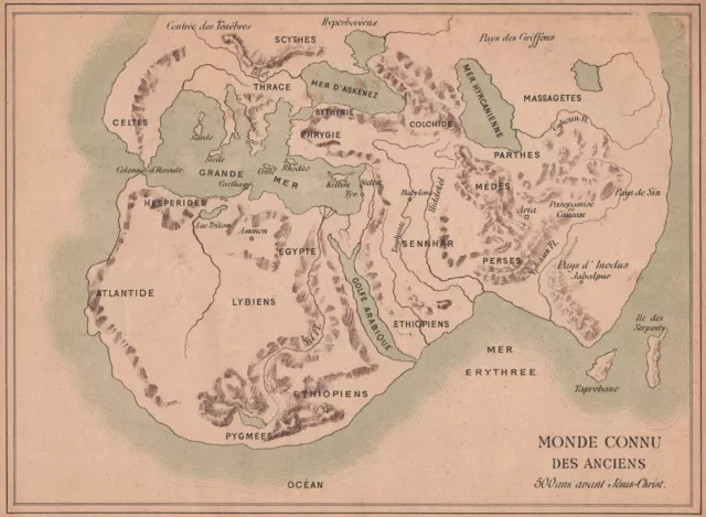 ANCIENT WORLD. Monde Connu des Anciens 1887 old antique vintage map plan chart