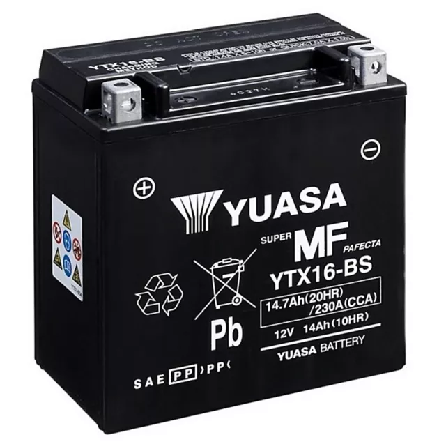 Yuasa YTX16-BS AGM Batterie 12V 14AH - Prêt à Poser Moto (YTX16-4, FTX16-BS)