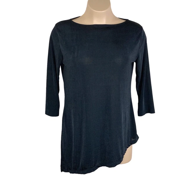 Magic Scarf Company Black Semi Sheer Blouse Top XL Asymmetrical