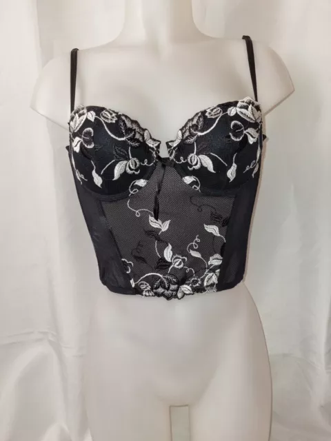 BNWOT Gorgeous Black MICHELLE underwired boned corset basque top size 36B (TV)