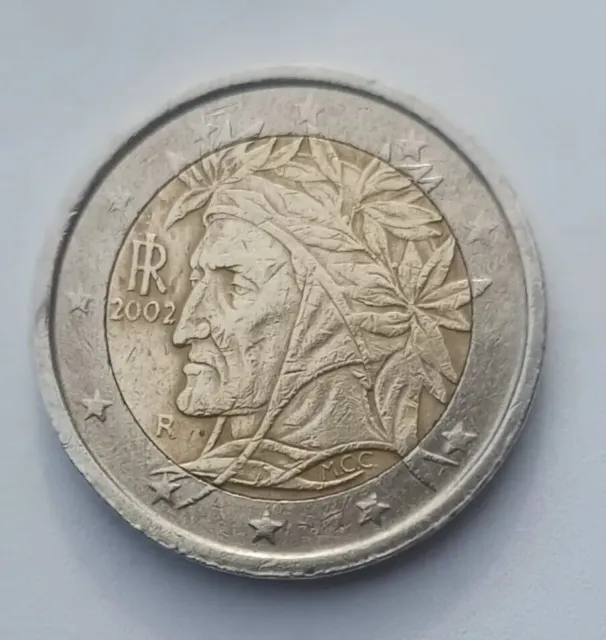 PIECE 2 EURO, ITALIE, RARE, Fauté, Dante Alighieri