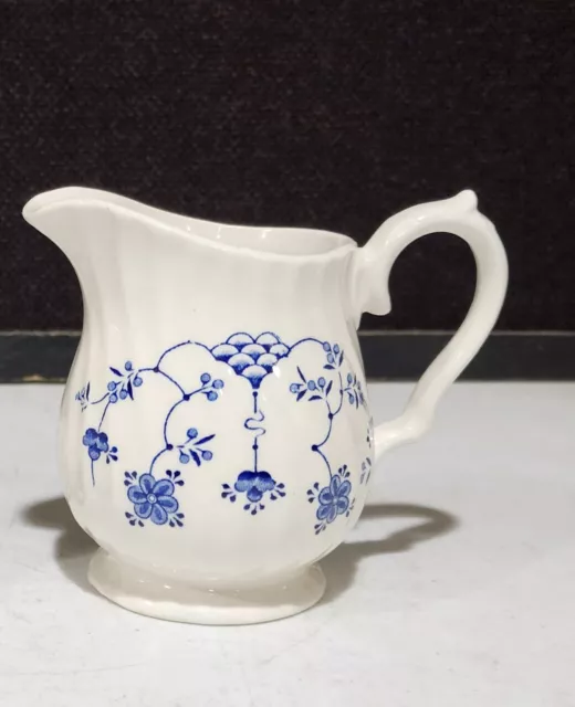 Myott Finlandia 4" Ceramic Blue and White Creamer Pitcher Staffordshire  England