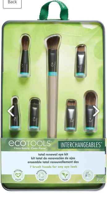 Ecotools Total Renewal Eye Kit 7 Brush Heads Angled Brow Make Up Eye Brushes