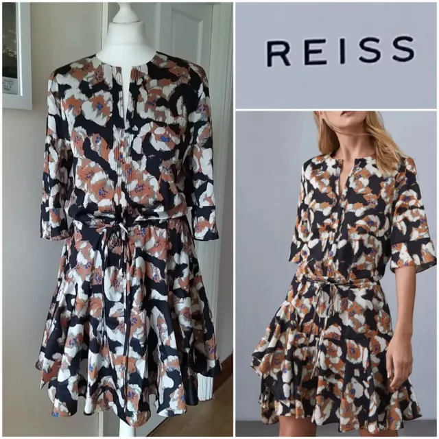 BNWT REISS size 16 Kianni Gorgeous Black Gold Flippy Short Dress rrp 185 75.00 PicClick UK
