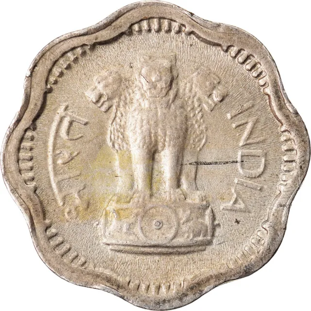 [#894129] Coin, INDIA-REPUBLIC, 2 Naye Paise, 1957, Bombay, AU, Copper-nic, kel