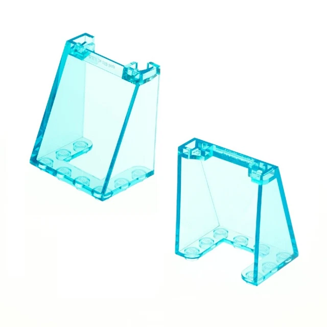 2x LEGO Windshield 3x4x4 Transparent Light Blue Inverted Window 72475