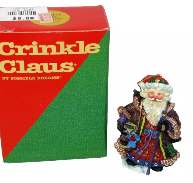 Vtg Crinkle Claus Pere Noel Santa Ornament 659705 1996 Christmas Ornament 3”