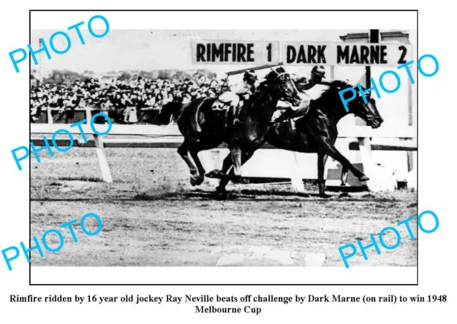 Old Large Photo Rimfire Winning The 1948 Melbourne Cup