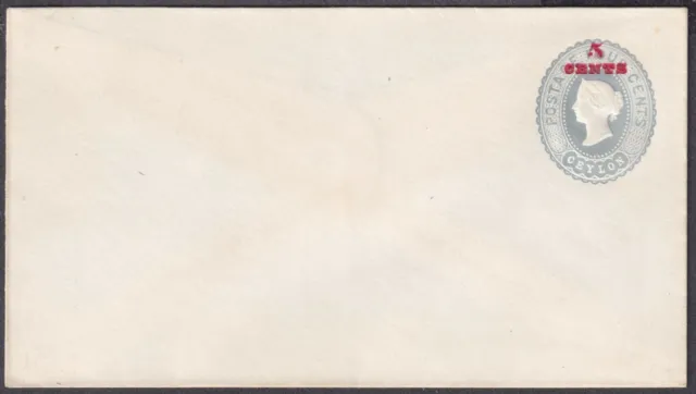 Ceylon QV 5 CENTS Surcharge on 5c Embossed Stationery Envelope; sealed 'Mint'