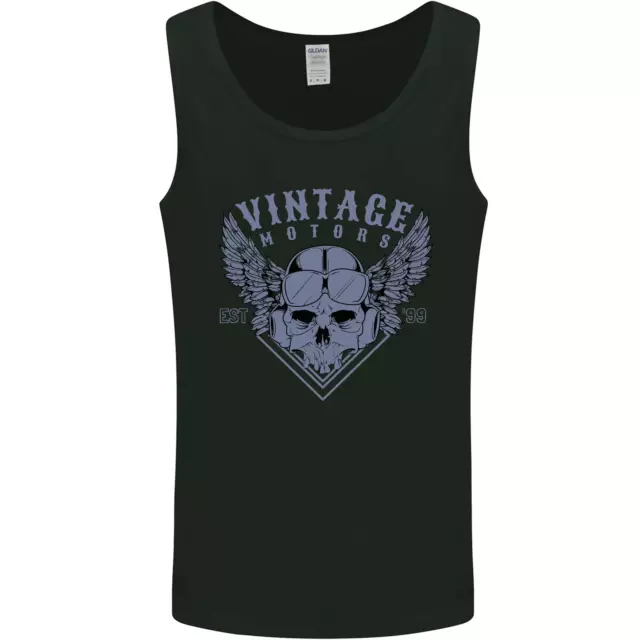 Vintage Motorcycle Biker Skulls Motorbike Mens Vest Tank Top