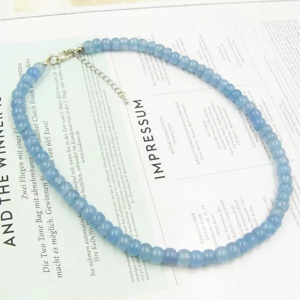 BAILYSBEADS edle hellblaue Aquamarin-Kette Halskette Collier Rondelle neu NL008 3