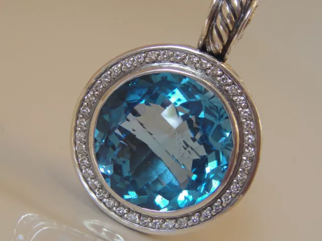 $2350 David Yurman ,Ss Albion Large Cerise Blue Topaz Diamond Enhancer $2350 David Yurman ,Ss Albion Large Cerise Blue Topaz Diamond Enhancer