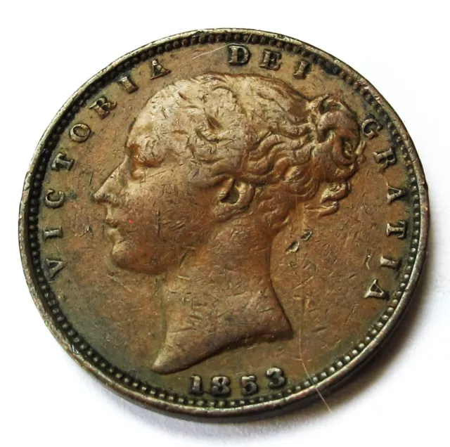 1853 Queen Victoria  Farthing Coin 