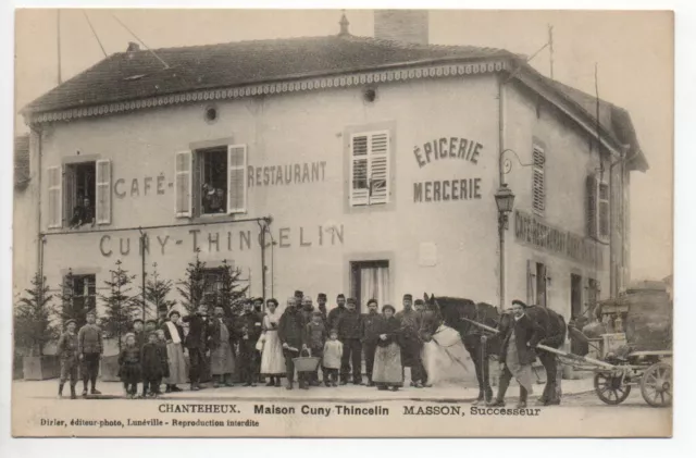 CHANTEHEUX Meurthe et Moselle CPA 54 CAFE Cuny Thincelin MASSON horse coupling