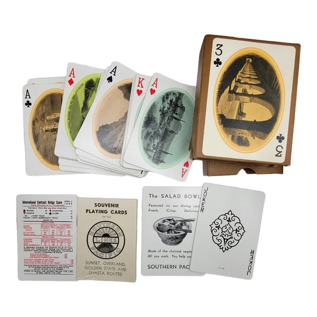 Vtg Southern Pacific Lines Souvenir Playing Cards Railroad Train Deck RR 1940's