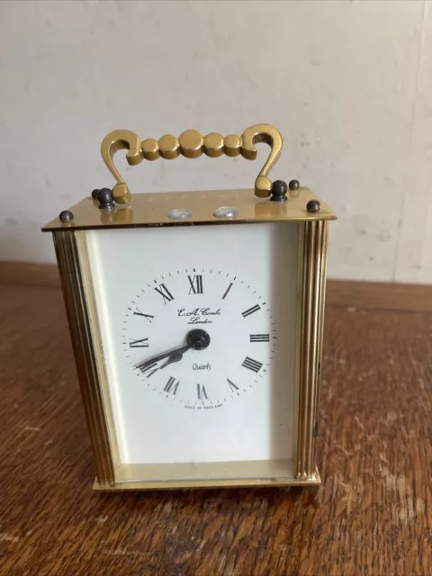 E.A Combs solid brass mantel carriage wuartz movement table clock