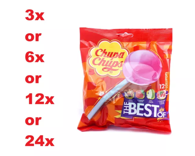 Tasche mit 12 The Best of Chupa Chups Lutscher x 3 - 6 - 12 oder 24 Beuteln mit langem Verwendbar bis