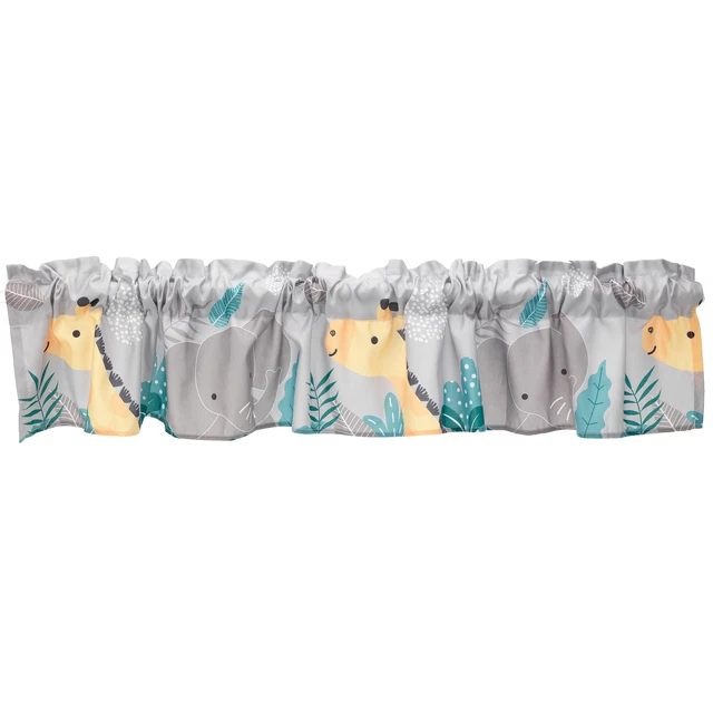Bedtime Originals Mighty Jungle Gray Elephant/Giraffe Window Valance