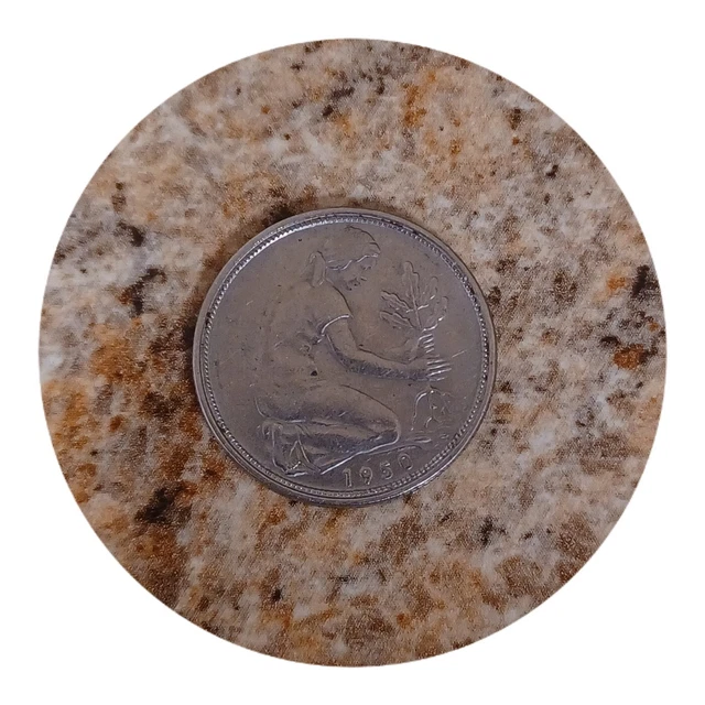 Germany    1950 F  50 Pfennig   Woman Planting an Oak Seadling   20mm