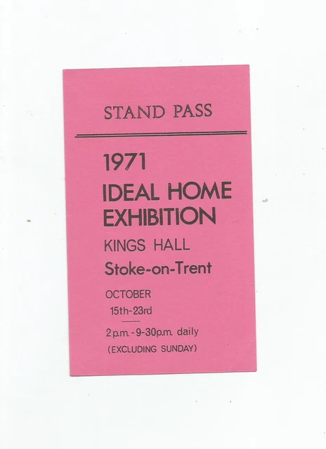 ideal home exbtn kings hall stoke on trent stand pass