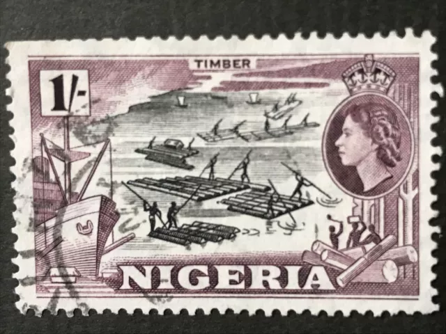 Nigeria, 1953 Queen Elizabeth Pre Decimal, Timber issue. Used. Sg:NG 76