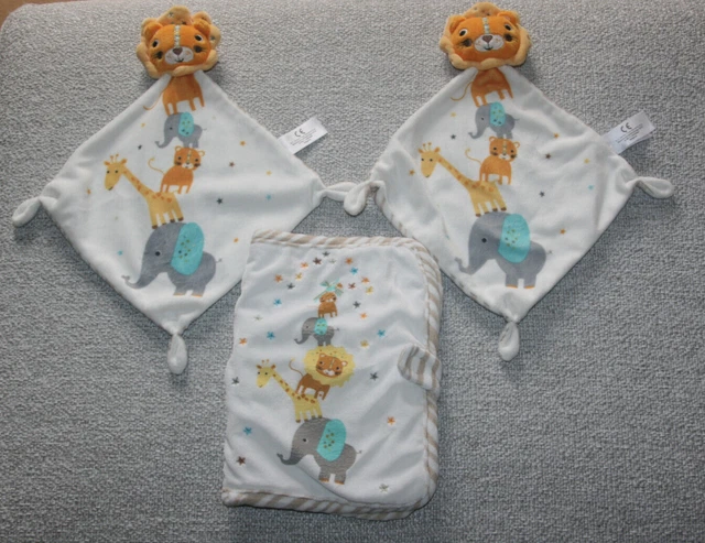 Simba Toys 2 Doudou Lion Plat Blanc Orange Elephant Girafe + Carnet Sante Neuf