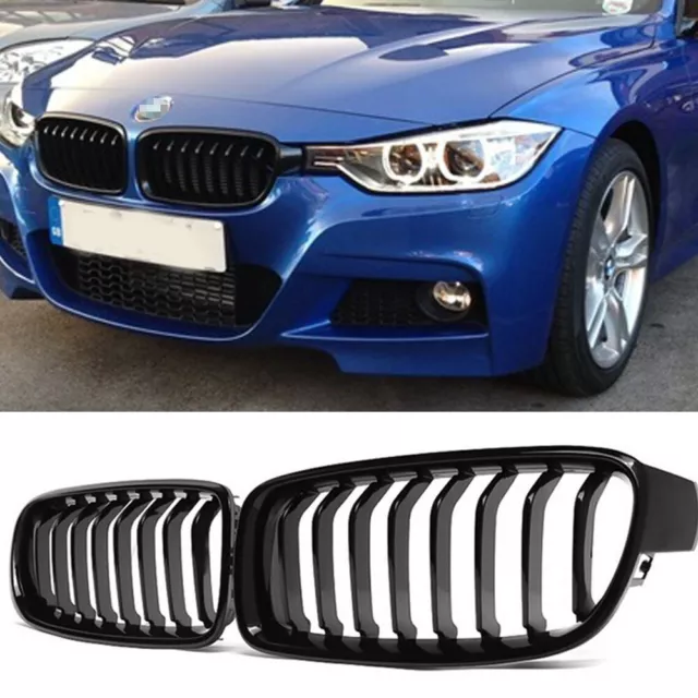 Front Bumper Kidney Grille Grill Gloss Black For BMW F30 F31 2012-2018 3 Series