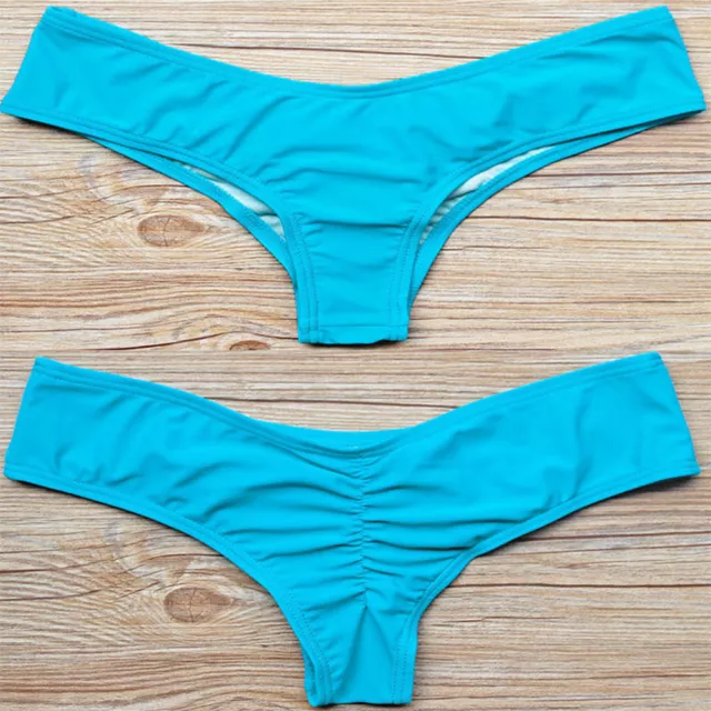 AU_ HOT Brazilian Womens V Thong Cheeky Ruched Bikini Bottom Swimwear Beachwear 3