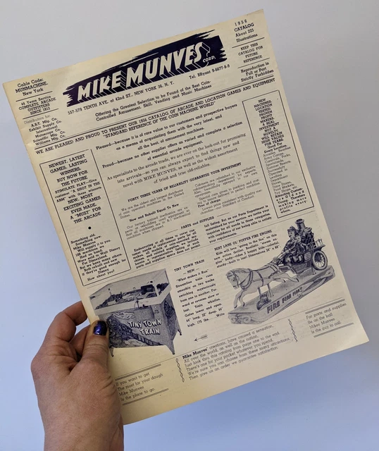 ORIGINAL Vintage 1956 MIKE MUNVES Catalog -Penny Arcade, Coin-op, Fortune Teller