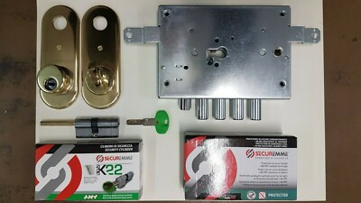 CISA KIT SERRATURA PORTA BLINDATA CILINDRO EUROPEO 3 PERNI CISA FIAM ISEO 