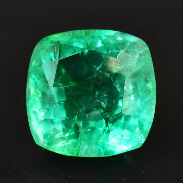 9 Cts Natural Zambian Green Emerald Cushion Cut Certified AAA+ Gemstone