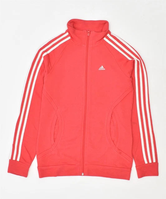 ADIDAS Girls Tracksuit Top Jacket 13-14 Years Red Cotton EM10