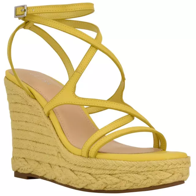 Guess Womens Hirani Yellow Wedge Espadrilles Shoes 8.5 Medium (B,M) BHFO 4078