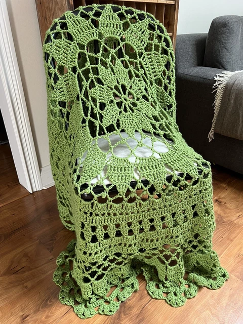Round Hand Made Table Cover Table Cover Crocheted Green 60”