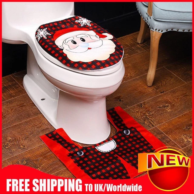 Xmas Toilet Seat Cover Sets Reusable Home Bathroom Product New Year Decoration