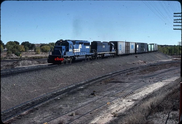 RHC Conrail 6501 leading Mopac train - Original Slide - Pueblo, CO