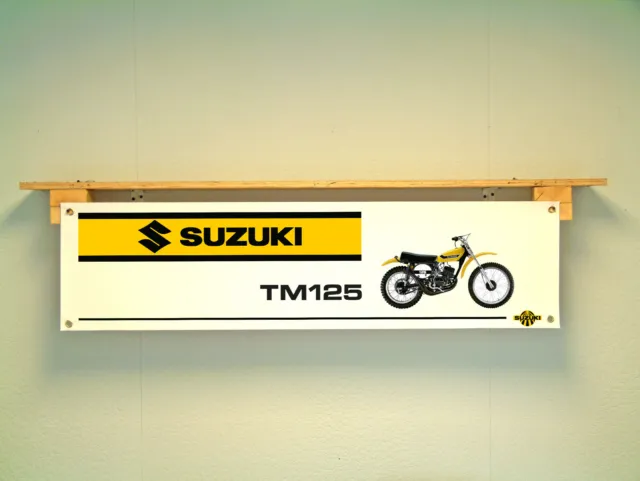 Suzuki TM125 Banner Motorcycle Motocross Bike Workshop Garage Wall Display
