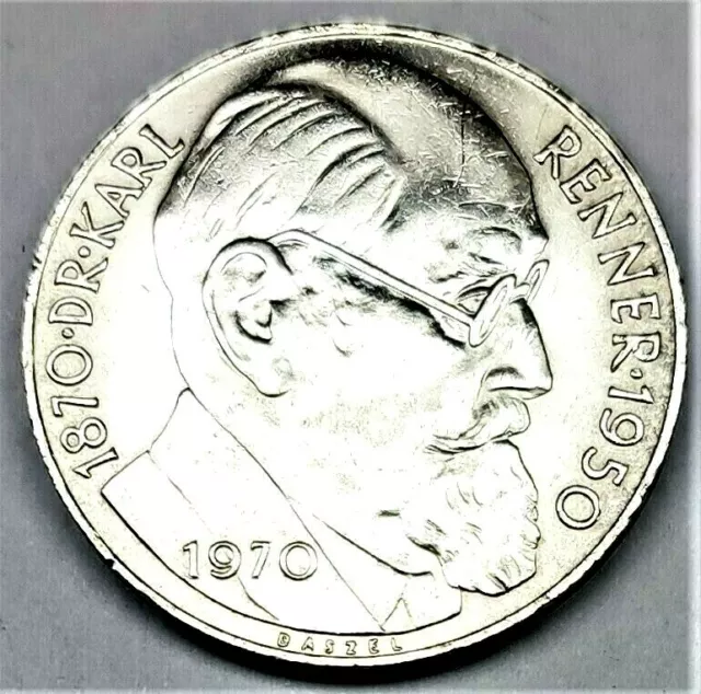 Österreich 50 Schilling  SILBER Münze 1970: Dr. Karl Renner st/unz & Kapsel