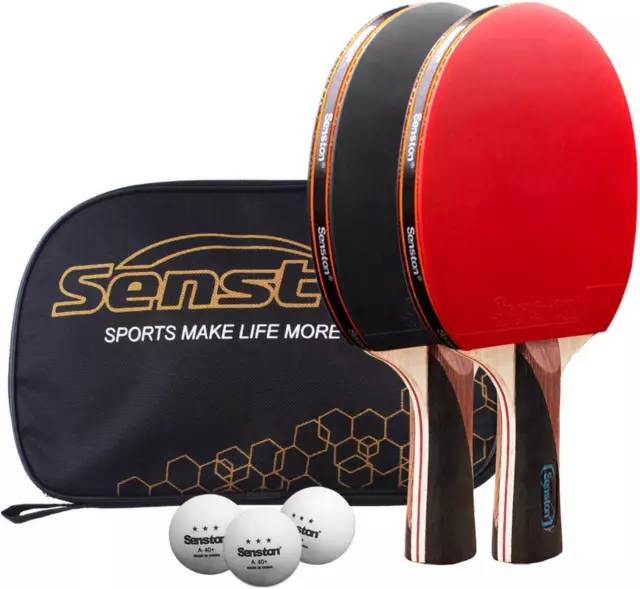 Senston Tischtennisschläger 2-Spieler-Set, Tischtennis-Paddel-Set mit Schlägerkoffer,