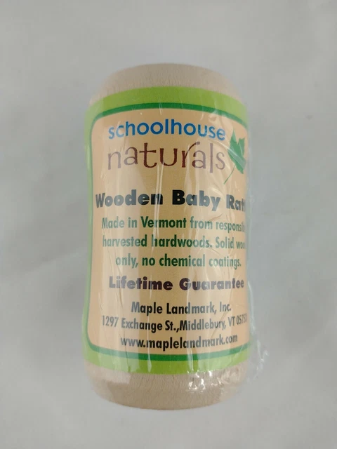 Wooden Baby Rattle Harvested Maple Hardwood No Chemicals School House Naturals