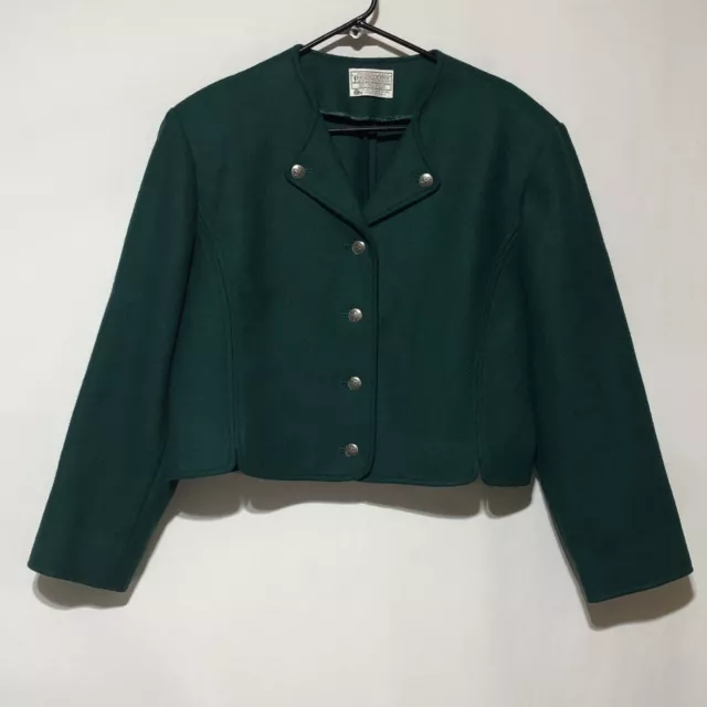 Vintage Pendleton Womens Wool Academia Preppy Cropped Blazer Sz 14 Green USA