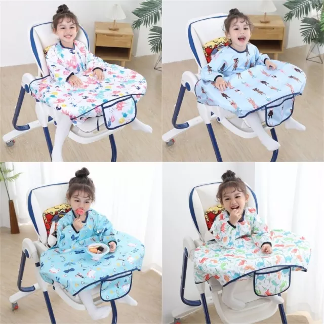 Long Sleeved Bib Smock Apron Bib for Toddlers Children Waterproof Cartoon Bibs