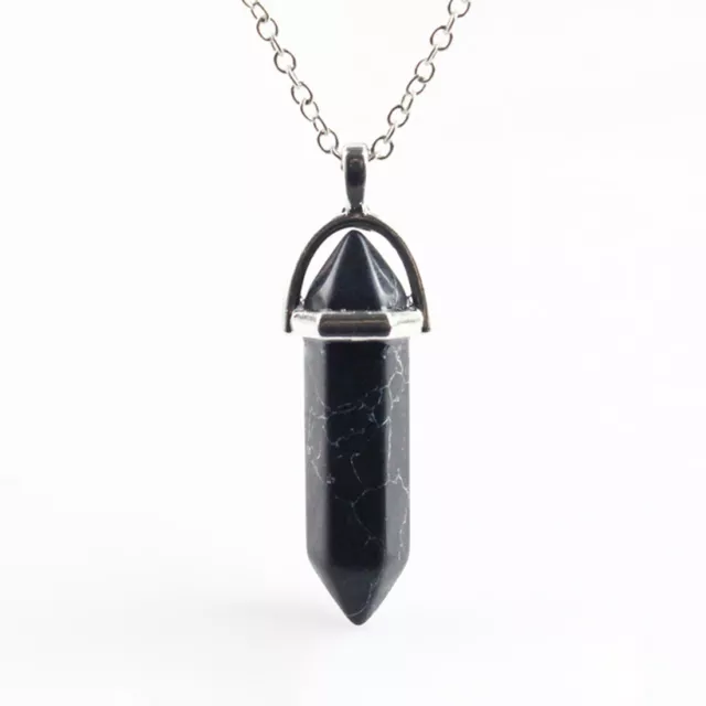 Natural Crystal Pendulum Quartz Stone Pendant Chakra Healing Gemstone Necklace 5