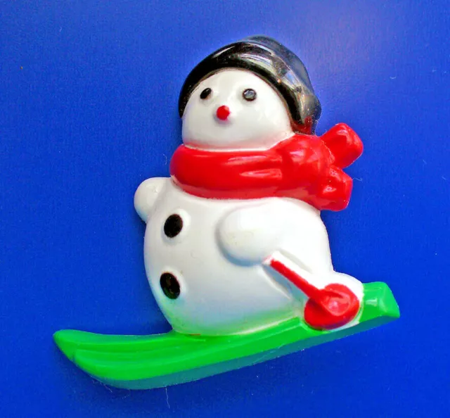 Avon PIN Christmas Vintage SNOWMAN on Skis Snow SKIING 1982 Brooch HONG KONG