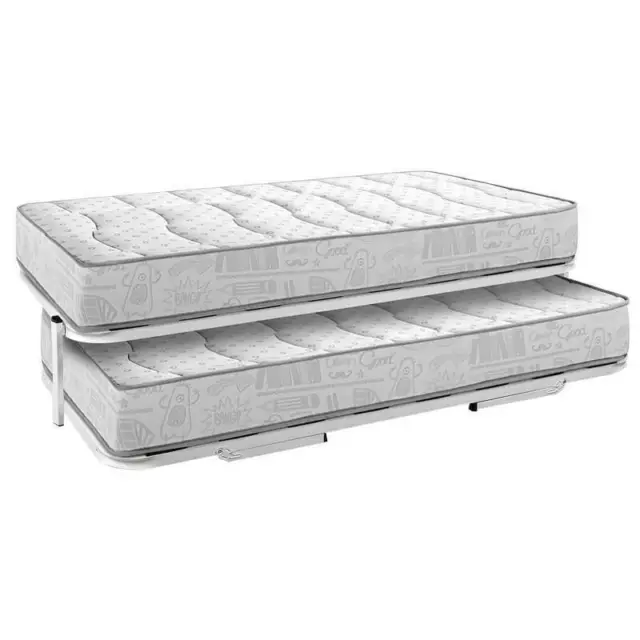 Pack Jeunes Matelas Hr 18 cm moyenne fermeté + Ensemble gigogne lit haut et bas