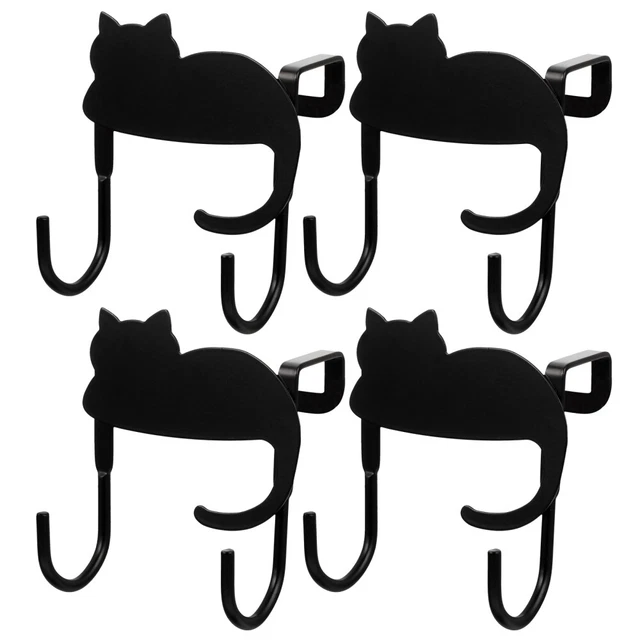 4pcs Unique Cat Shaped Hooks Iron Clothes Hanger Wall-mounted Hook Door Hanger