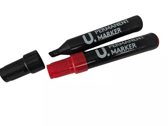 2x LARGE JUMBO Permanent Markers Set Red Black Thick Chunky Pens Felt Chisel Tip