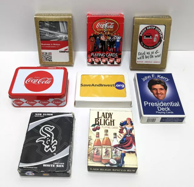 Advertising Playing Card Decks Lot of 8 Coca-Cola White Sox Lady Bligh & More