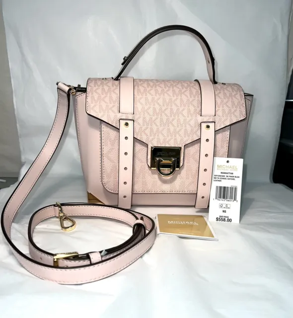 MICHAEL KORS Manhattan MD School SATCHEL LOGO SIGNATURE Handbag Purse Pink